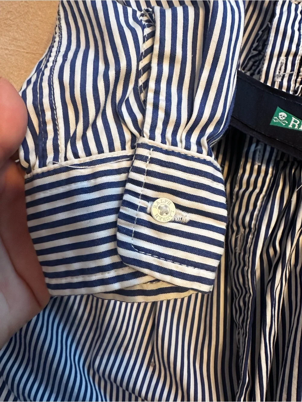 Ralph Lauren Striped Button-Down Shirt Dress in Navy & White 4T